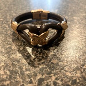 Women’s Rose Gold Plated and Brown Leather Bracelet.